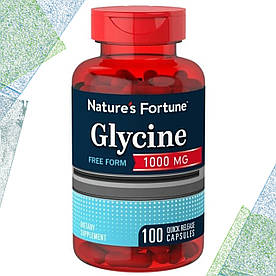 Гліцин (для мозку, енергії) Nature's Fortune Glycine 1000 мг 100 капсул