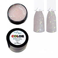 NailApex Color Base Gel №8 База молочна з рожевими блискітками і глітером, 8 мл