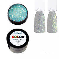 NailApex Color Base Gel №9 База прозора з золотими блискітками і глітером, 8 мл