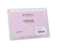 KOMILFO Acry Gel Top Nail Forms, Almond. Верхні форми для нарощування, миндаль, 120 шт