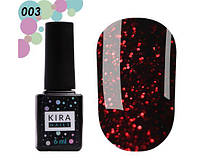 KIRA NAILS Гель лак Red Hot Kira Peppers №003 (винний з карміновими блискітками), 6 мл