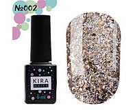 KIRA NAILS Гель лак Shine Bright №002 (золото з блискітками), 6 мл