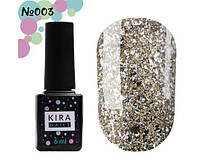 KIRA NAILS Гель лак Shine Bright №003 (біле золото з блискітками), 6 мл