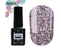 KIRA NAILS Гель лак Shine Bright №004 (темне срібло з мілкими червоними блискітками), 6 мл