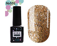 KIRA NAILS Гель лак Shine Bright №005 (золото з блискітками), 6 мл