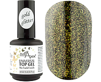 NailApex Universal Gold Glitter Top Топ з золотим шиммером без ЛШ, 15 мл