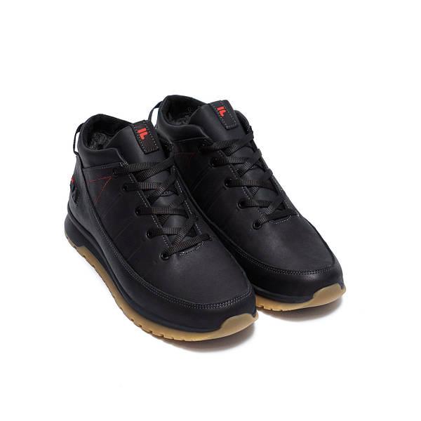 Чоловічі зимові шкіряні кросівки чорні Fila Black