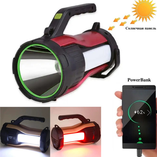 Ліхтар кемпінг переносний T96-LED+COB (white+red), power bank, Li-Ion акум., сонячна батарея, ЗП micro USB
