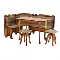 Кухонный комплект Даллас уголок со столом и два табурета дерево ясень цвет Орех (Микс-Мебель ТМ)