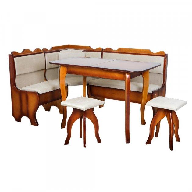 Кухонний комплект Ромео куточок зі столом та два табурети ДСП Горіх (Мікс-Меблі ТМ)