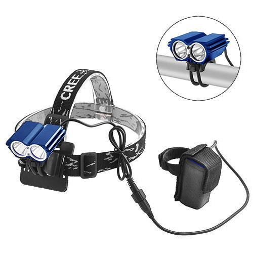 Велофара + на лоб F09-2T6, 4х18650, ЗУ 220V, комплект, фото 1