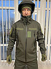 Тактична водонепроникна куртка на флісі софтшелл KIBORG HAKI Soft Shеll колір хакі олива