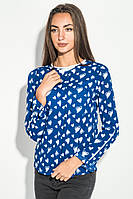 Блуза с длинным рукавом, сине-белого цвета в принт сердце, размер 36 FA_001583