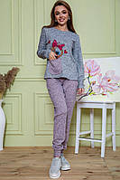 Женский костюм штаны + кофта, серо-пудрогово цвета, размеры 48, 46, 44, 42 FA_000395
