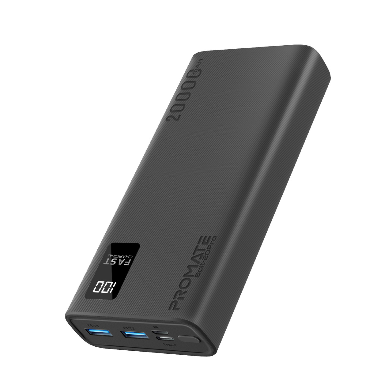 УМБ Promate Bolt-20Pro 20000 mAh USB-C 2xUSB-A Black (bolt-20pro.black)