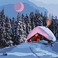 Картина по номерам Снежная избушка Идейка 40 х 40 см (KHO6307)