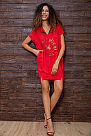 Летнее платье-туника, красного цвета с принтом, размер XS FA_000869