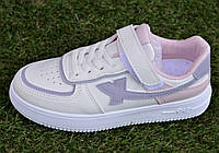 Стильні дитячі кросівки кеди для дівчинки білі р34-35
