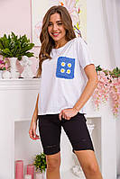 Женская футболка свободного кроя, цвет бело-синий, размеры S, M FA_002619