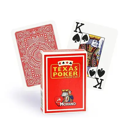 Пластикові гральні карти Modiano Jumbo Index (червона сорочка), фото 1