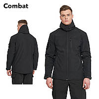 Мужская теплая тактическая куртка для военных и армии ВСУ Single Sword Черная Soft Shell размер S