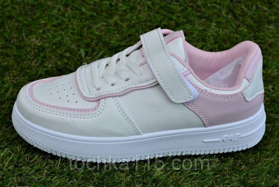Дитячі кросівки кеди для дівчинки білі рожеві р34