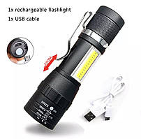 Потужний USB-ліхтарик, що перезаряджається, світлодіодний із зумом