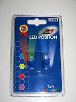 Лампочка без цок.Т10 1LED синя широкоутова J1006