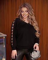 Ангоровая нарядная женская Кофта блуза Свитер Цвет чёрный, молочный пудра Размер 48-52 54-58