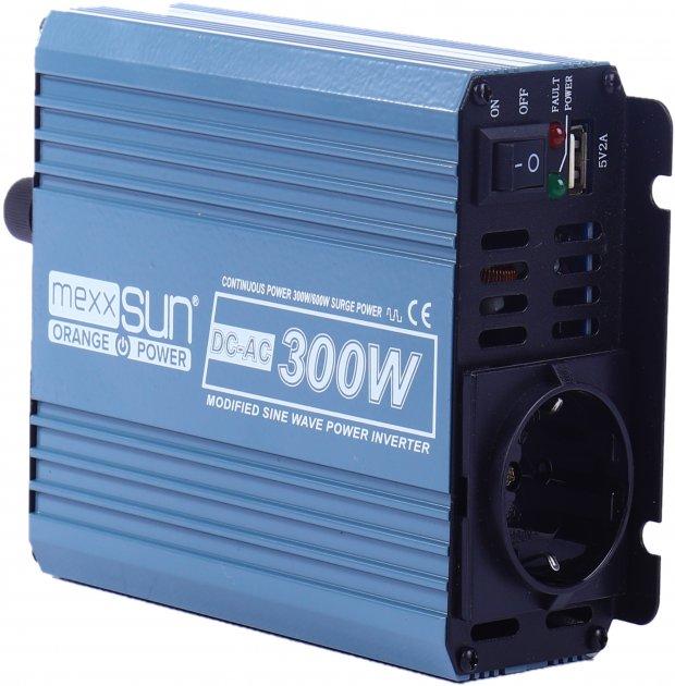 Інвертор напруги Mexxsun MXSPSW-300, 12V/220V, 300 W з правильною синусоїдою, 1 Shuko, клемні про