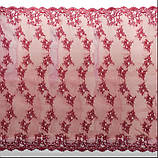 Ажурне французьке мереживо шантильї (з війками) кольору бордо шириною 150 см, довжина купона 3,0 м., фото 3