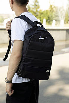 Рюкзак Nike Air Найк спортивний міської чорний чоловічий жіночий портфель сумка для ноутбука коженая вставка