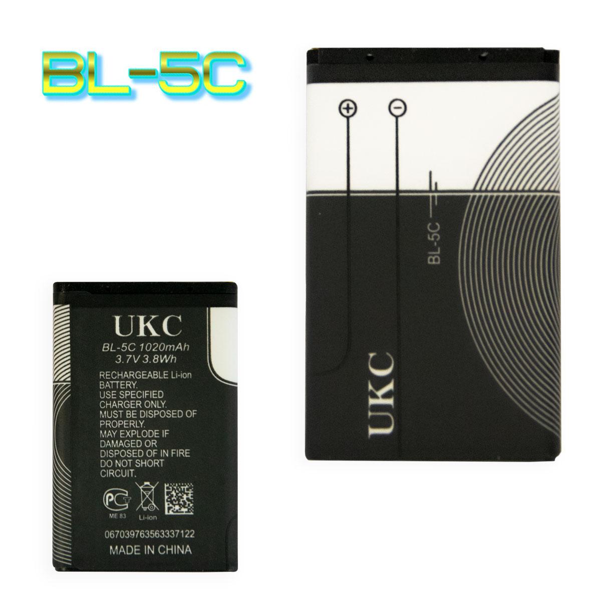 Акумулятор для телефона UKC Bl-5C 1020 mAh 3.7V акумуляторна батарейка до телефонів, батарея для телефона, фото 1