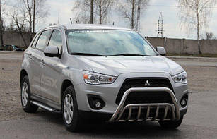 Передній захист кенгурятник з грилем нерж Mitsubishi L200 1996-2006
