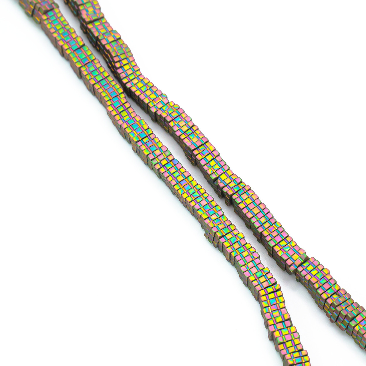 Намистини Квадрат Гематит 4х1 мм Барвистий 40 см +-330 шт., фото 1