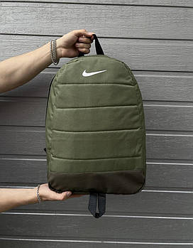 Рюкзак Nike Air Найк спортивний міський хакі чоловічий жіночий портфель зі шкіряним дном