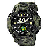 Тактичний багатофункціональний годинник з подвійним часом Patriot 004 Camo Green DPS + Box, фото 3