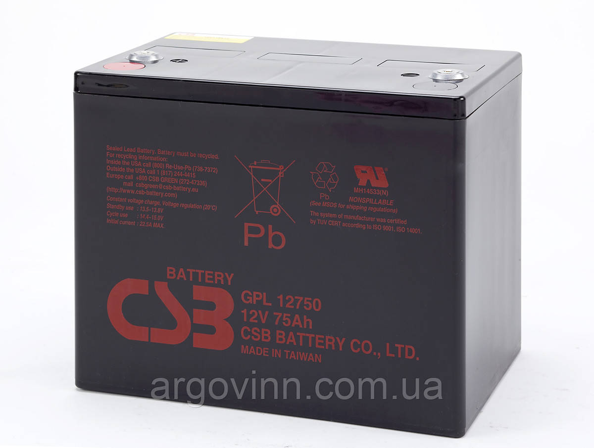 Акумуляторна батарея CSB GPL12750, 12V 75Ah (261х168х215мм)