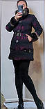 Куртка пуховик жіноча чорна фіолетова 42 44 46, фото 4