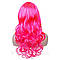Парик карнавальний хвилястий з чубчиком L 55 см яскраво-рожевий, фото 2