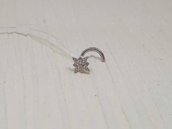Серебряная серьга-пирсинг в нос с фианитами. 818-2443Р (ID#1739658330 ...