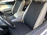 Накидки для авто з перфорованої екошкіри, Чорні з чорним рядком, Преміум, Передній комплект, фото 4
