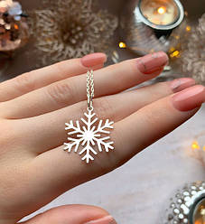 Срібна підвіска на ланцюжку 45 см Сніжинка