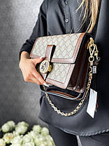 Жіноча сумка Gucci люкс шкіряна сумка Гуччі на ланцюжку шкіра з візерунком GG з бирками документи, фото 5