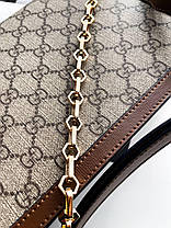 Жіноча сумка Gucci люкс шкіряна сумка Гуччі на ланцюжку шкіра з візерунком GG з бирками документи, фото 6
