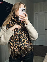 Кашемировый теплый шарф палантин леопард Cashmere
