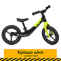 Детский беговел 12 дюймов (сталь, надувные колеса) PROFI KIDS LMG1255-2 Черно-салатовый