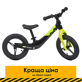 Дитячий беговел 12 дюймів (сталь, надувні колеса) PROFI KIDS LMG1255-2 Чорно-салатовий