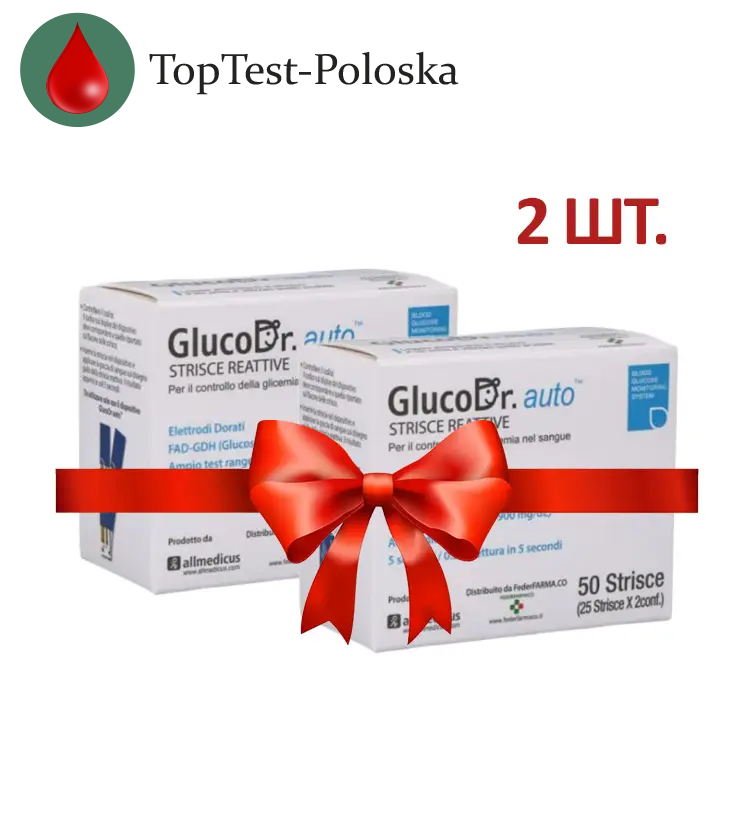 Тест смужки ГлюкоДоктор (GlucoDr) 2 пачки