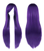 Перука фіолетова довга пряма з чубчиком, штучне волосся, cosplay перука з регулюванням об’єму,  80 см